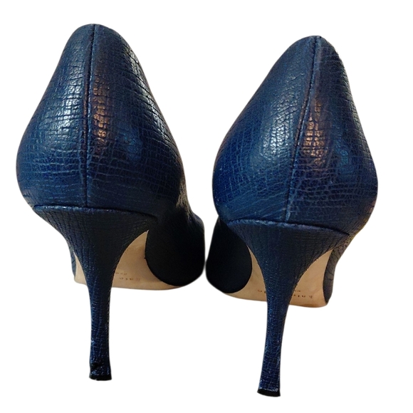 Kate Spade Paloma Blue Snake Embossed Silver Cap Toe Pumps Heels 9.5 - Picture 6 of 12